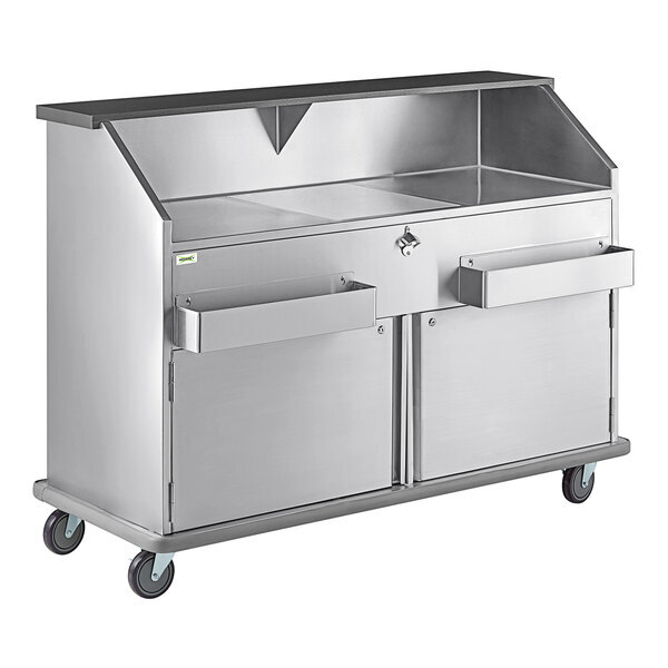 Scratch and Dent Regency 63" Standard Stainless Steel Portable Bar with Two Removable Speed Rails, Ice Bin, and Removable Ice Bin Cover