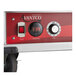 An Avantco heated holding cabinet with a clear door and knobs.