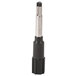A black and silver adapter on a metal pole with a white background.