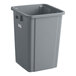 A Lavex 19 gallon grey square plastic bin with a white label.